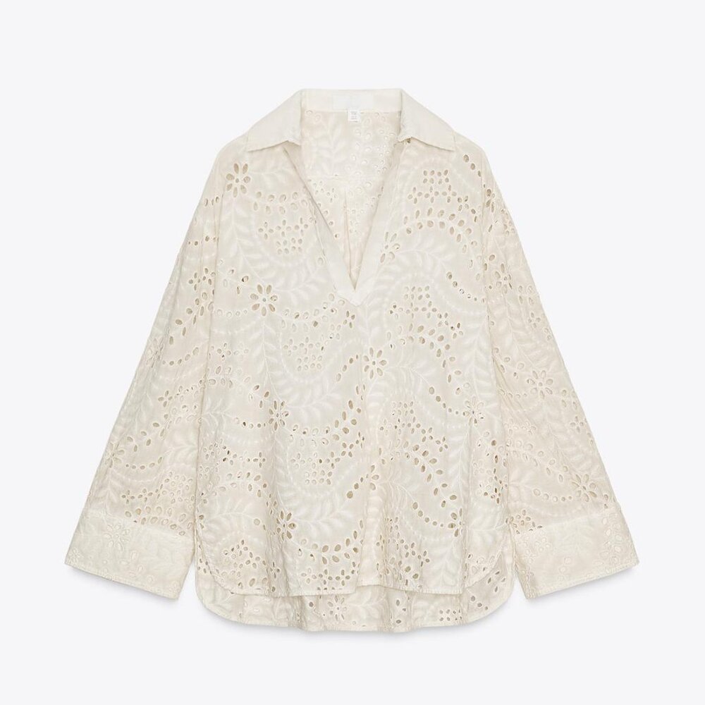 ZW COLLECTION PERFORATED EMBROIDERY SHIRT MEDIUM NWT